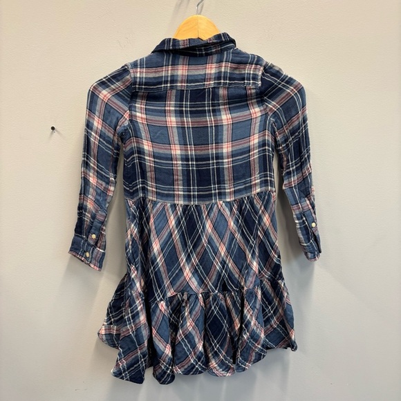 Polo Ralph Lauren Navy Plaid Girls 5 Button Down Shirt Dress Flannel - Picture 2 of 12